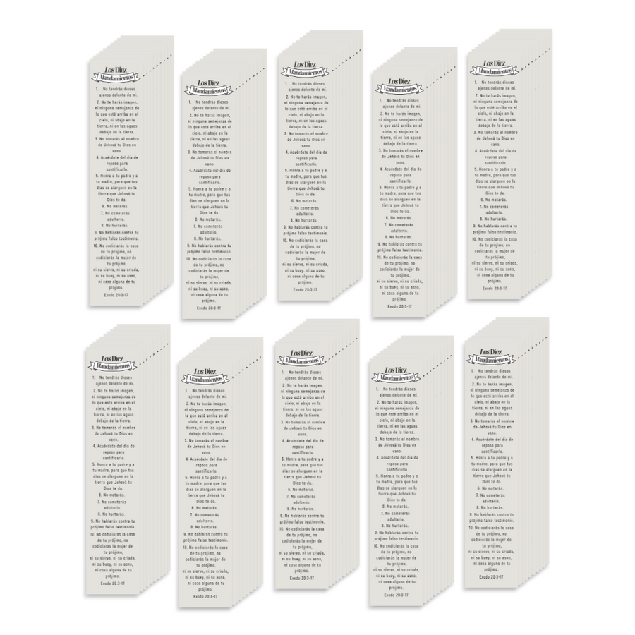 Spanish 7x1.5inch Christian Bookmark The Ten Commandments | Los Diez Mandamientos