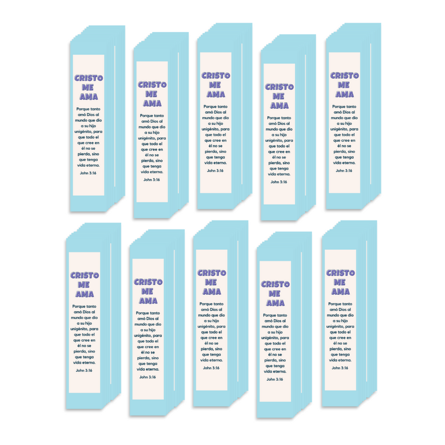 Spanish 7x1.5inch Christian Bookmark for Evangelism Churches in Packs | Cristo Me Ama Juan 3:16 John 3:16