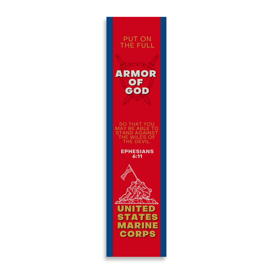 Christian Military Bookmark Packs U.S. Marine Corps with Bible Verse Ephesians 6:11 | Put on The Full Armor of God