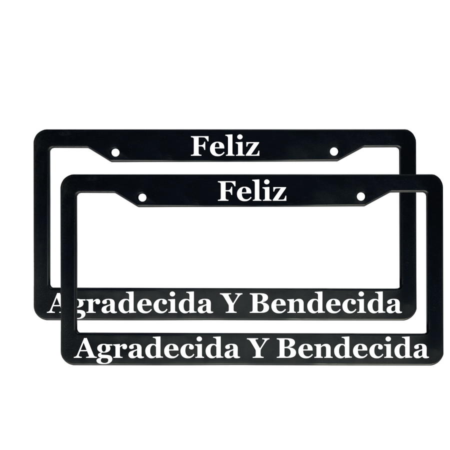 Feliz Agradecida Y Bendecida | Christian Spanish License Plate Frame For Women