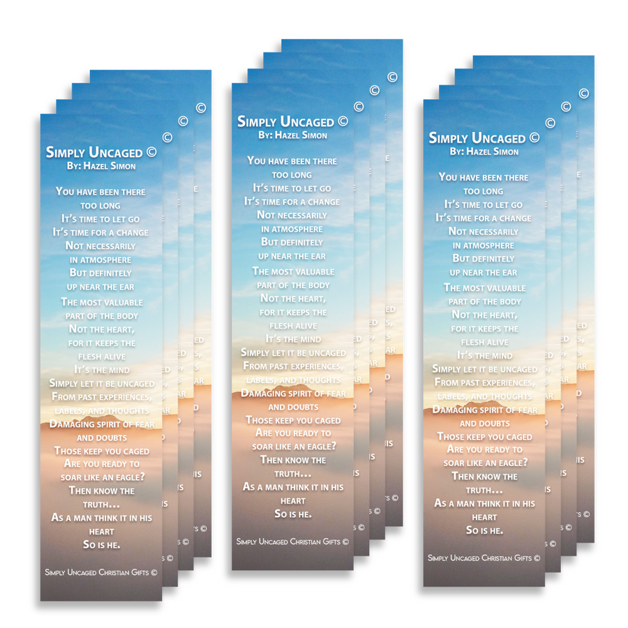 Christian Bookmark Packs Simply Uncaged Poem, Inspirational Bookmark