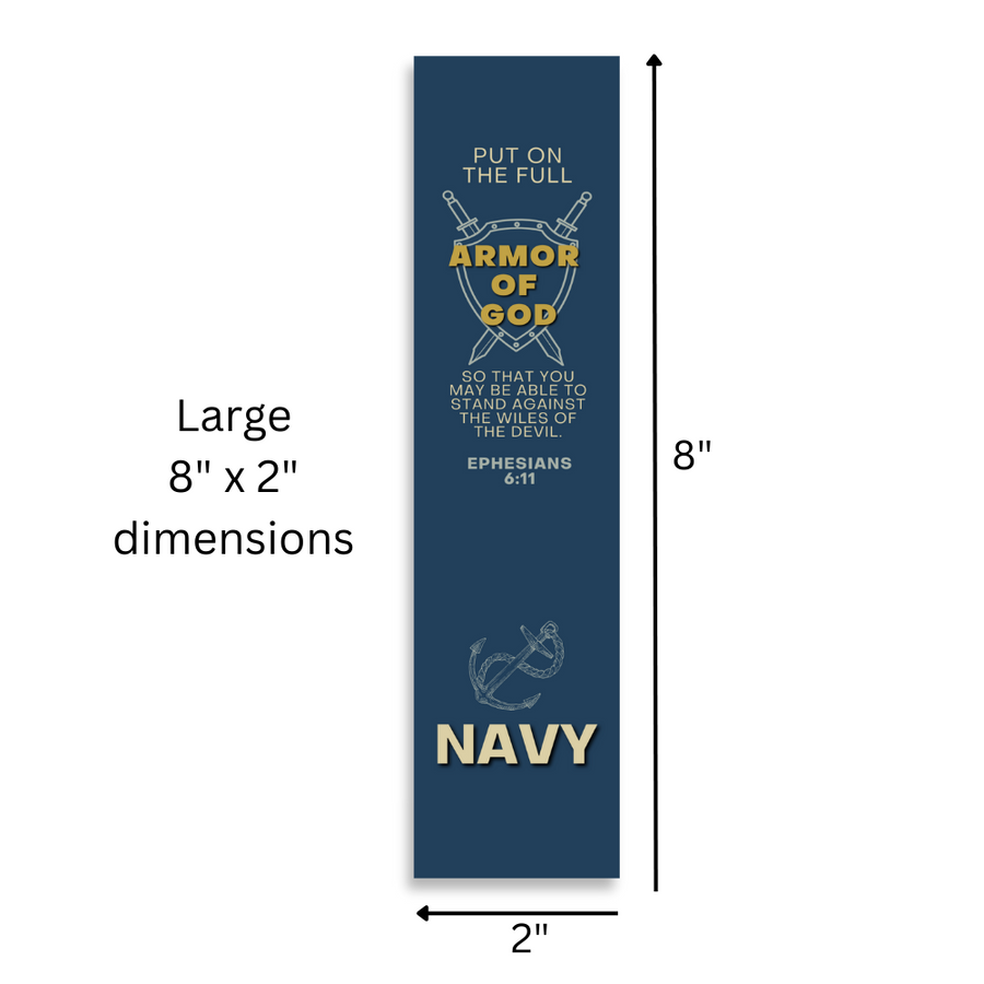 Christian Military Bookmark Packs U.S. Navy with Bible Verse Ephesians 6:11 | Put on The Full Armor of God