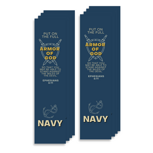 Christian Military Bookmark Packs U.S. Navy with Bible Verse Ephesians 6:11 | Put on The Full Armor of God