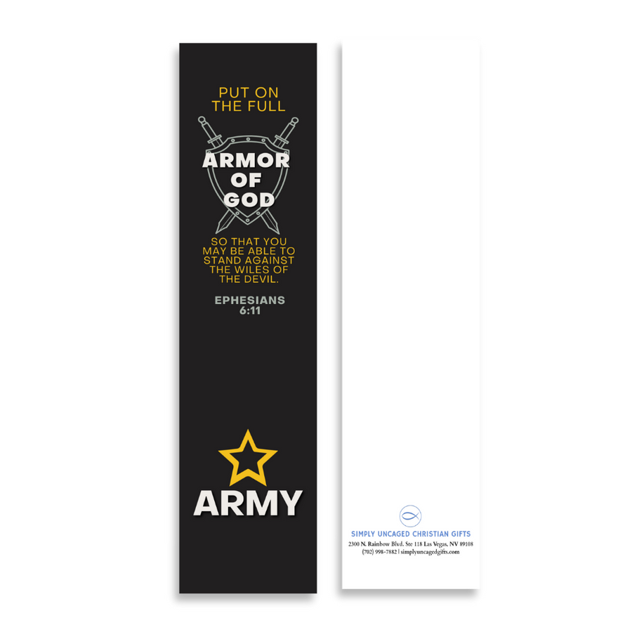 Christian Military Bookmark Packs U.S. Army with Bible Verse Ephesians 6:11 | Put on The Full Armor of God