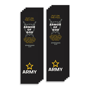 Christian Military Bookmark Packs U.S. Army with Bible Verse Ephesians 6:11 | Put on The Full Armor of God