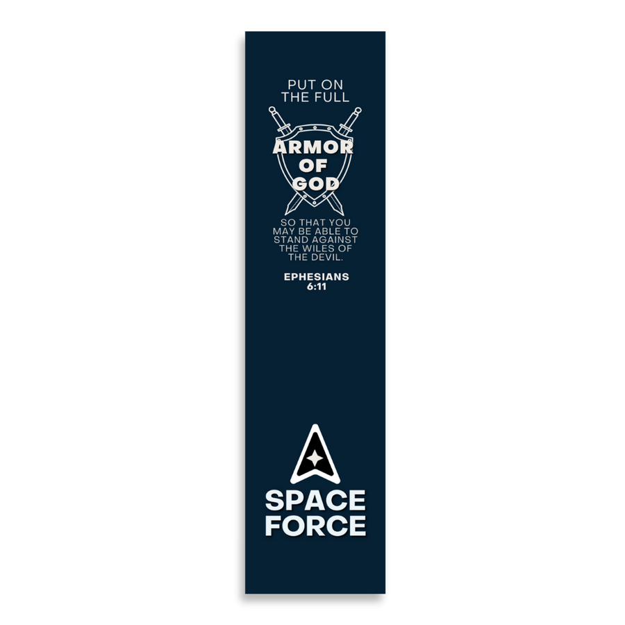 Christian Military Bookmark Packs U.S. Space Force with Bible Verse Ephesians 6:11 | Put on The Full Armor of God