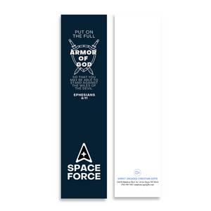 Christian Military Bookmark Packs U.S. Space Force with Bible Verse Ephesians 6:11 | Put on The Full Armor of God