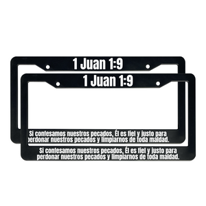 1 Juan 1:9 Christian Spanish License Plate Frame | Porta Placas Cristiano para Matriculas en Español