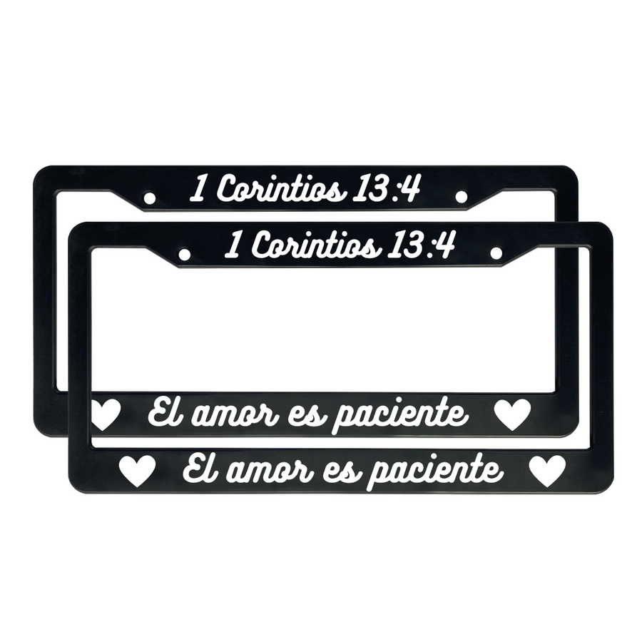 1 Corintios 13:4 Christian Spanish License Plate Frame | Porta Placas Cristiano para Matriculas en Español