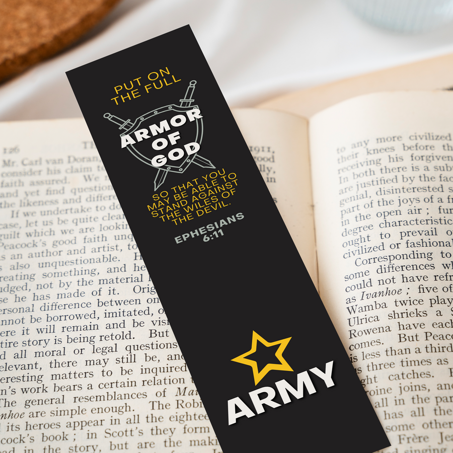 Christian Military Bookmark Packs U.S. Army with Bible Verse Ephesians 6:11 | Put on The Full Armor of God