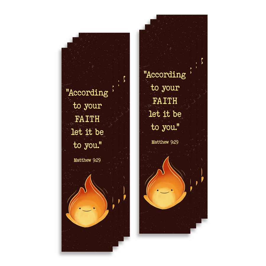 Christian Bookmark with Bible Verse Matthew 9:29 (According to Your Faith Let it Be To You)