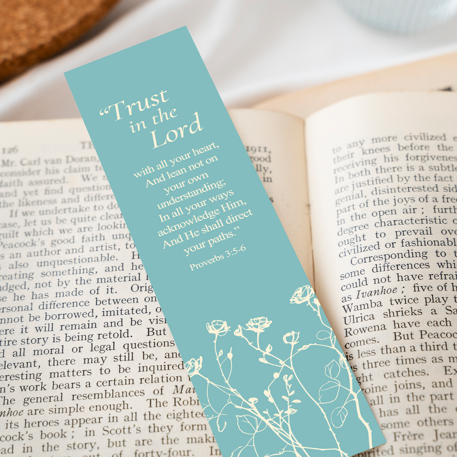 Christian Bookmark Packs with Bible Verse Proverbs 3:5-6; Trust in The Lord with All Your Heart