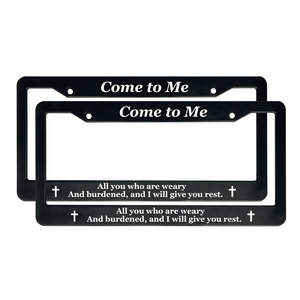 Matthew 11:28 Come to Me, all you who labor and are heavy laden, and I will give you rest. | Christian License Plate Frame