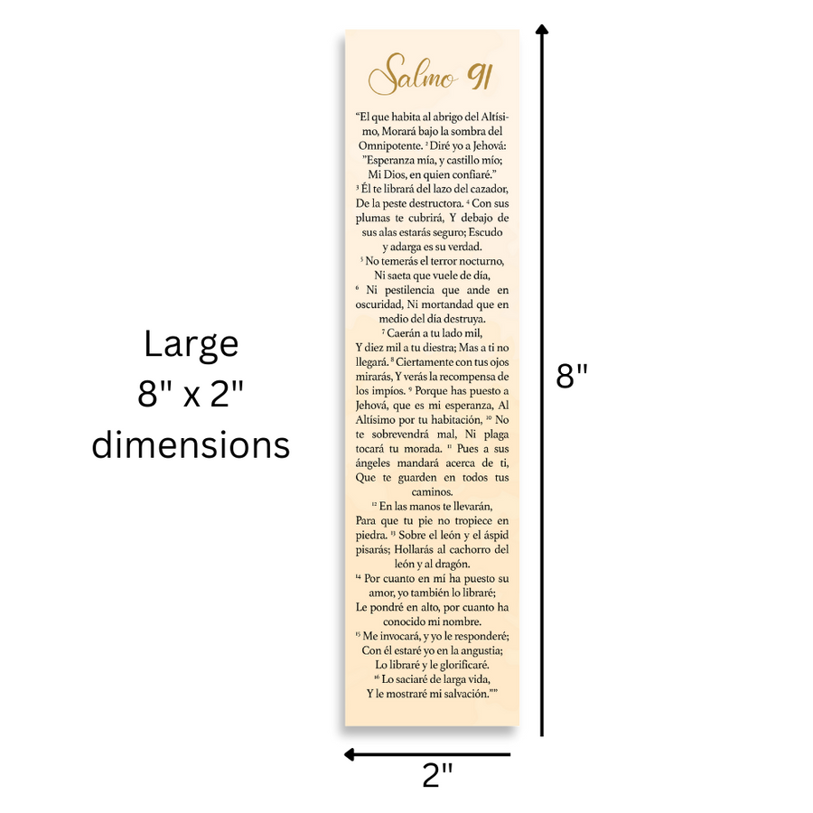 Spanish Christian 8X2inch Bookmark with Bible Verse (Psalm 91) Packs | Marcador en Español con el Salmo 91