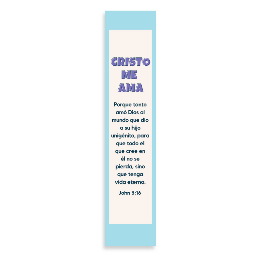 Spanish 7x1.5inch Christian Bookmark for Evangelism Churches in Packs | Cristo Me Ama Juan 3:16 John 3:16