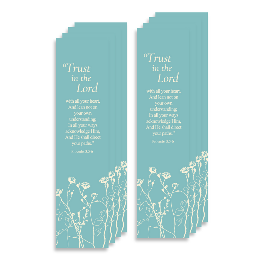 Christian Bookmark Packs with Bible Verse Proverbs 3:5-6; Trust in The Lord with All Your Heart