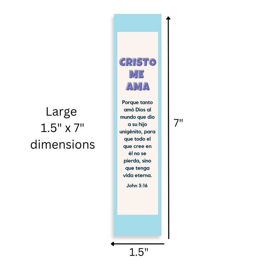 Spanish 7x1.5inch Christian Bookmark for Evangelism Churches in Packs | Cristo Me Ama Juan 3:16 John 3:16