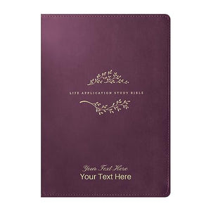 Personalized Custom Text Your Name NLT Life Application Study Bible Third Edition Thumb Index Purple LeatherLike