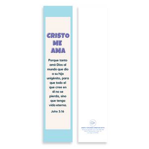 Spanish 7x1.5inch Christian Bookmark for Evangelism Churches in Packs | Cristo Me Ama Juan 3:16 John 3:16