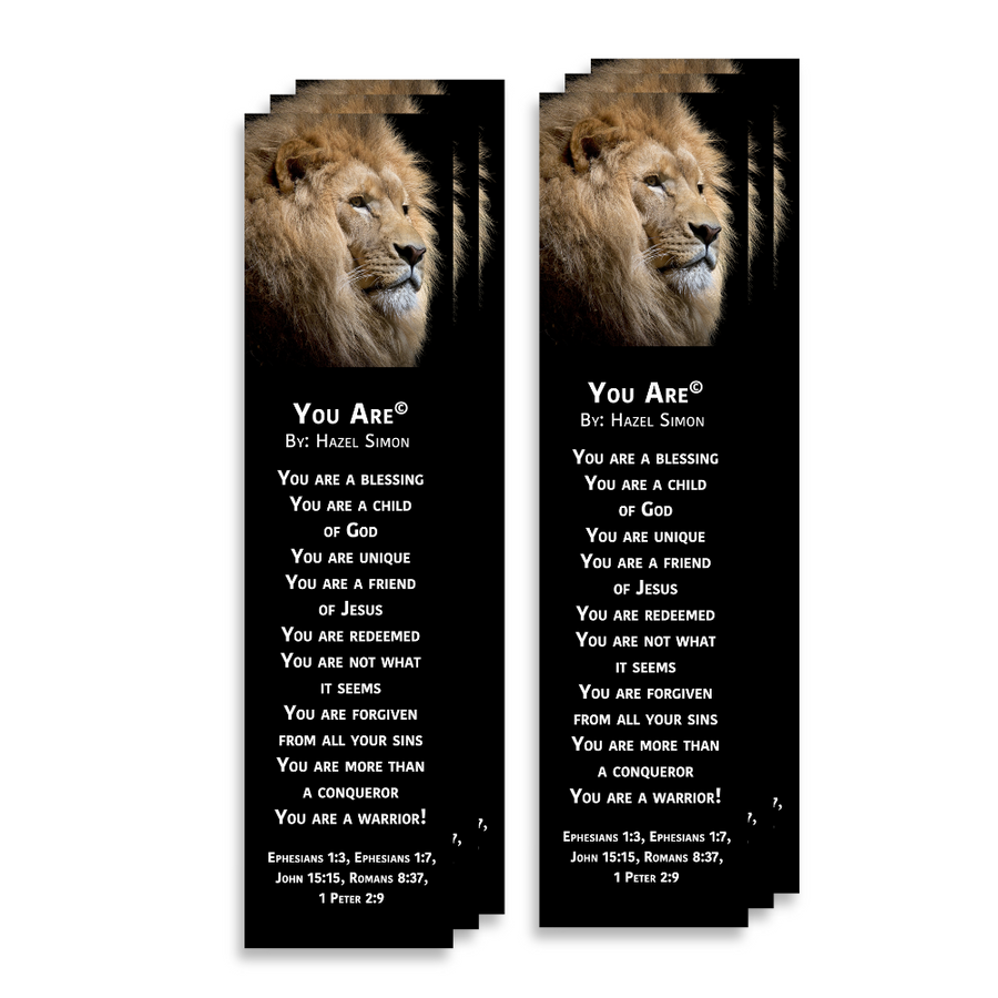 Christian Bookmark Packs You Are Poem, Inspirational Bookmarks