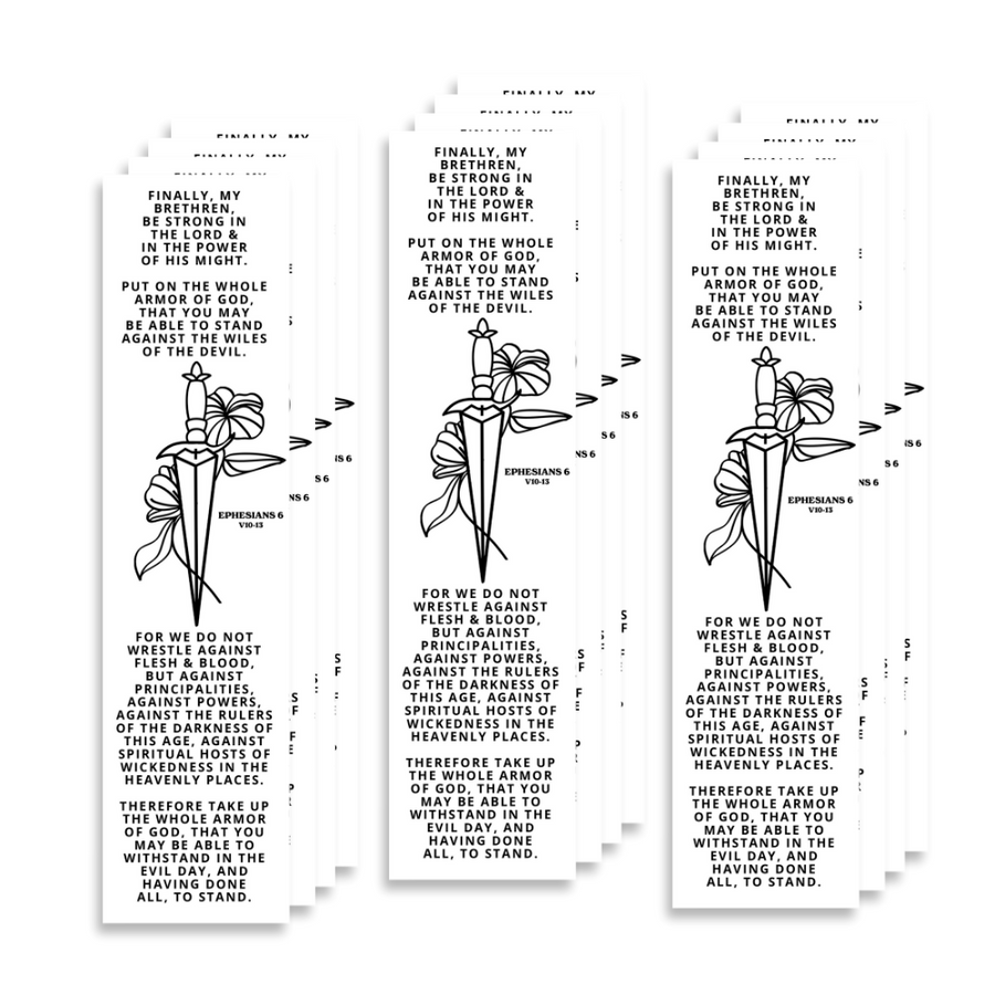 Christian Bookmark Packs with Bible Verse Ephesians 6:10-13 (Armor Of God)