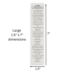 Spanish 7x1.5inch Christian Bookmark The Ten Commandments | Los Diez Mandamientos