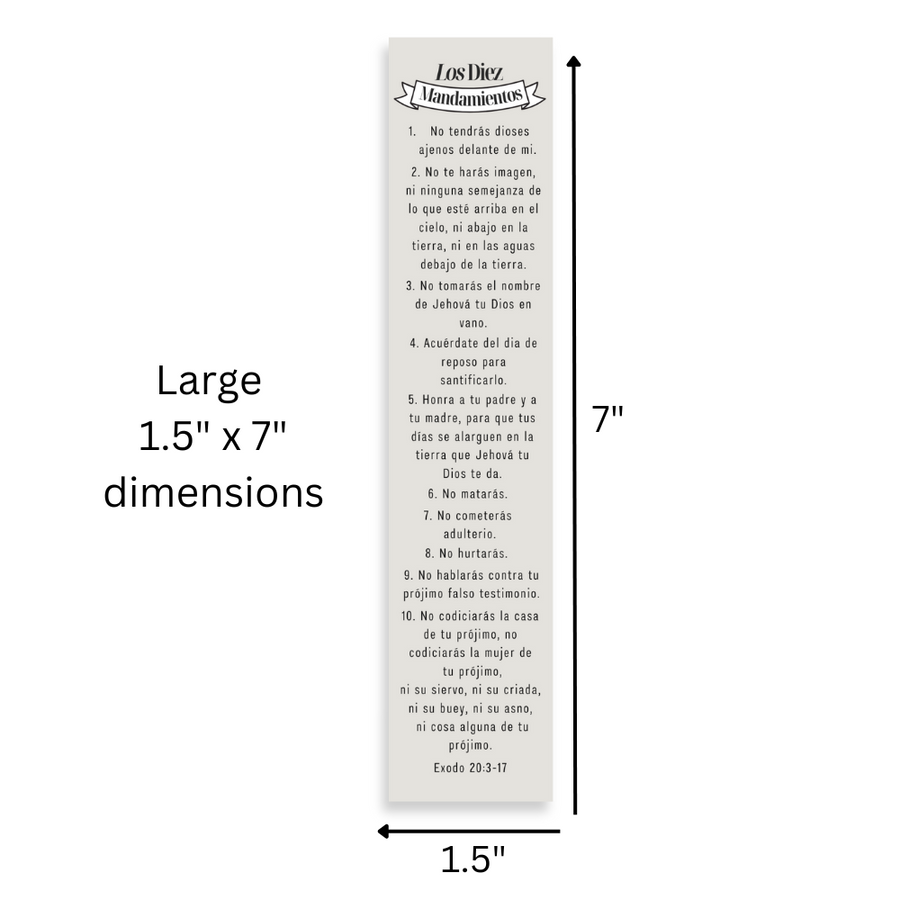 Spanish 7x1.5inch Christian Bookmark The Ten Commandments | Los Diez Mandamientos