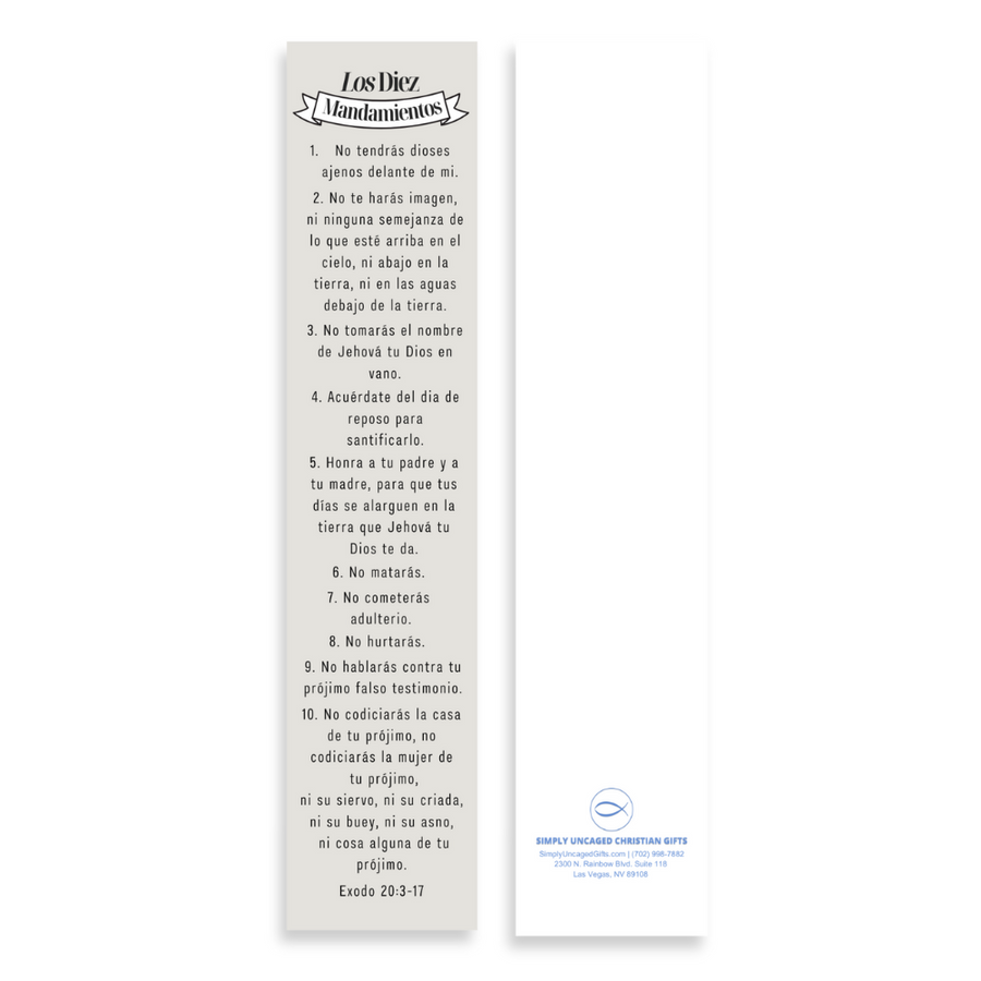 Spanish 7x1.5inch Christian Bookmark The Ten Commandments | Los Diez Mandamientos