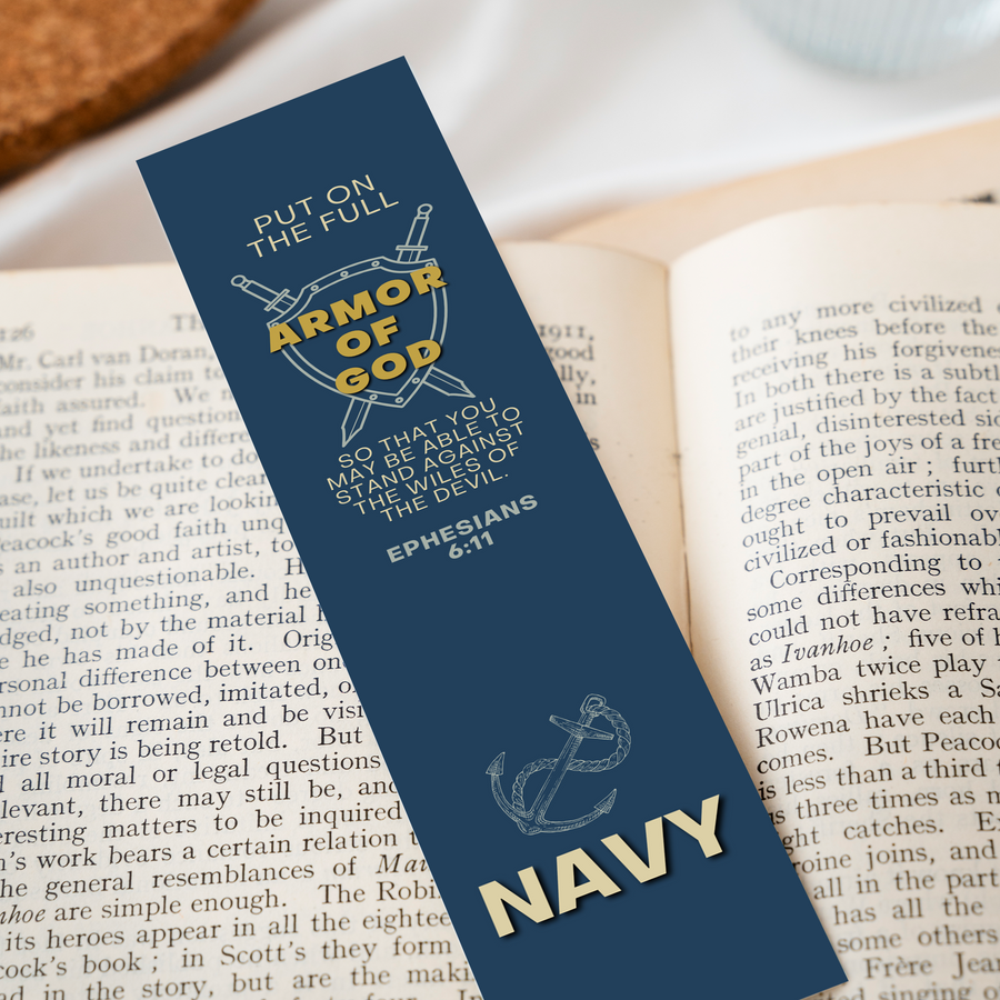 Christian Military Bookmark Packs U.S. Navy with Bible Verse Ephesians 6:11 | Put on The Full Armor of God