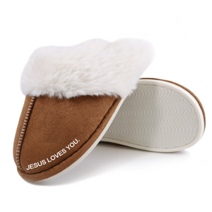 Christian Slipper with Foam NonSlip Sole for Women. "Jesus Loves You."