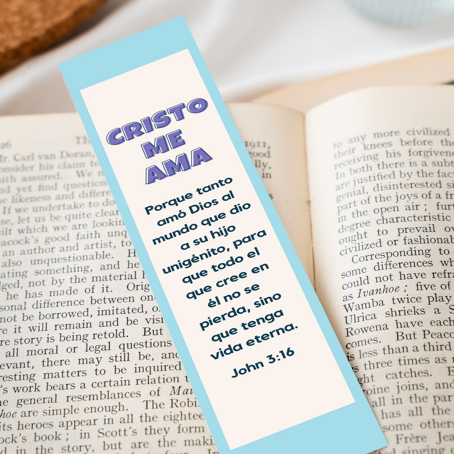 Spanish 7x1.5inch Christian Bookmark for Evangelism Churches in Packs | Cristo Me Ama Juan 3:16 John 3:16