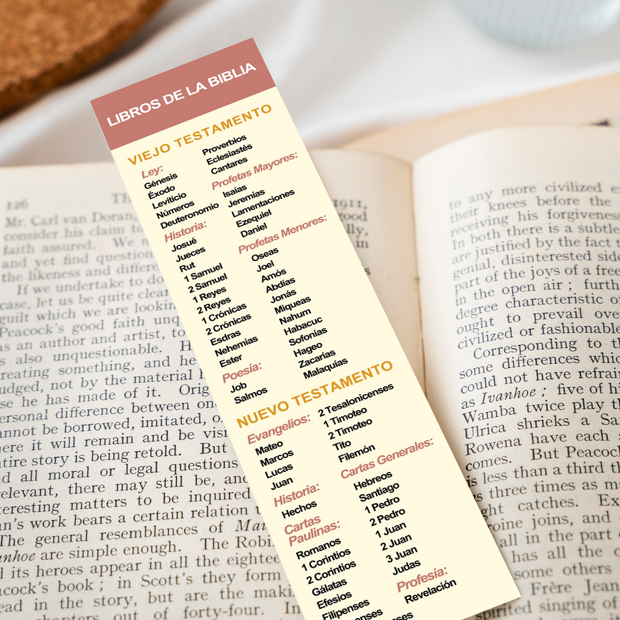 Spanish Christian 8X2inch Bookmark with the Books of the Bible Packs | Marcador en Español con Los Libros De La Biblia