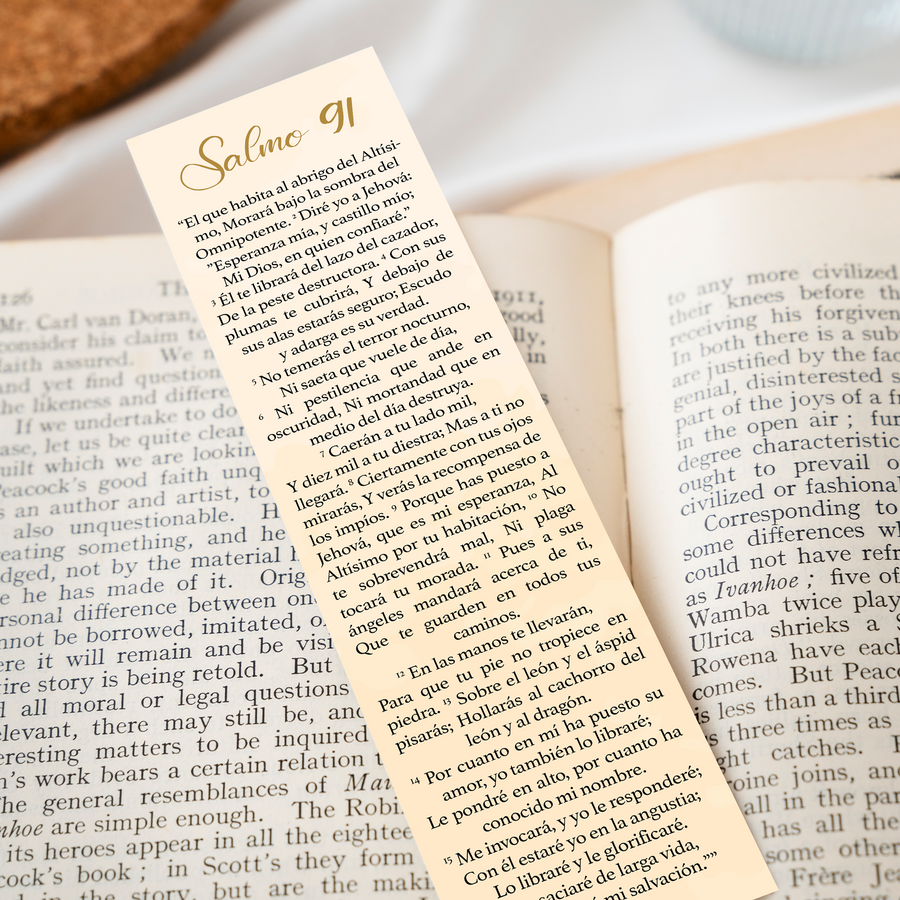 Spanish Christian 8X2inch Bookmark with Bible Verse (Psalm 91) Packs | Marcador en Español con el Salmo 91