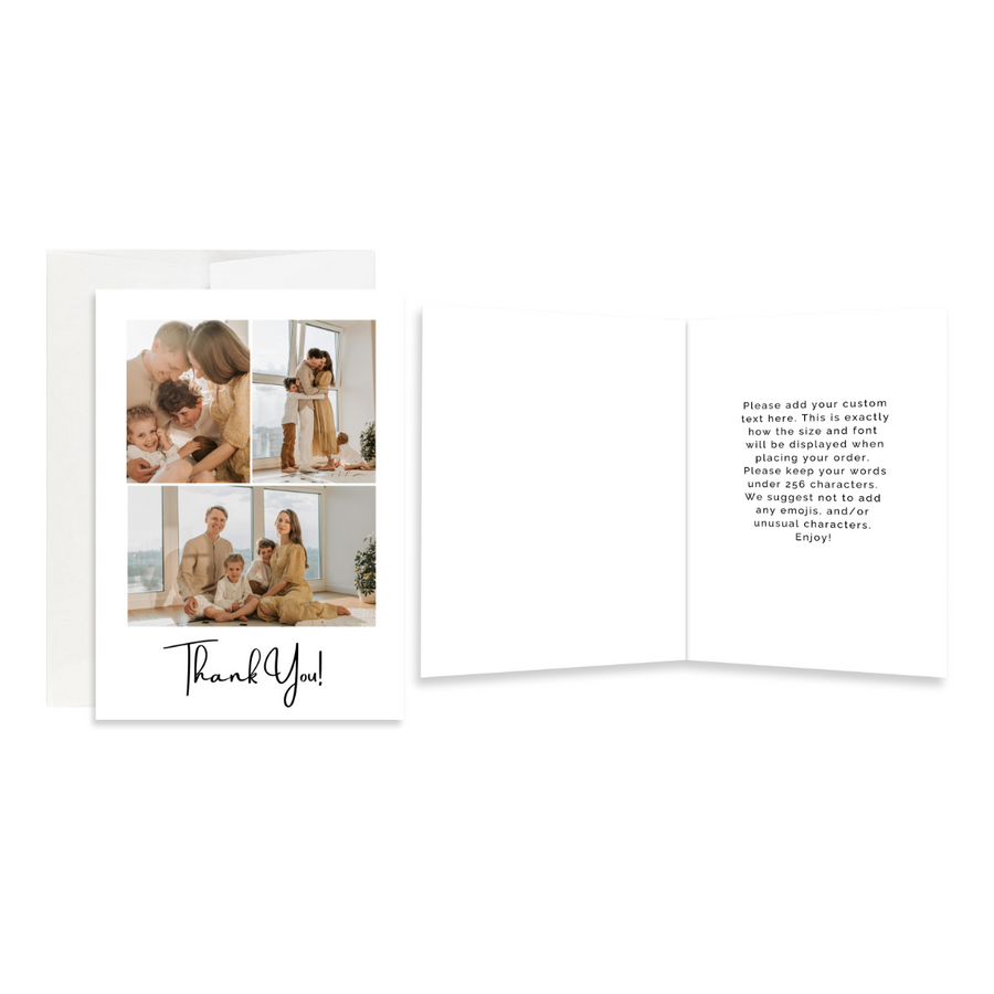 Personalized 5’X7’ Thank You Card Custom Your Photo Image Upload Your Text with 3 Images