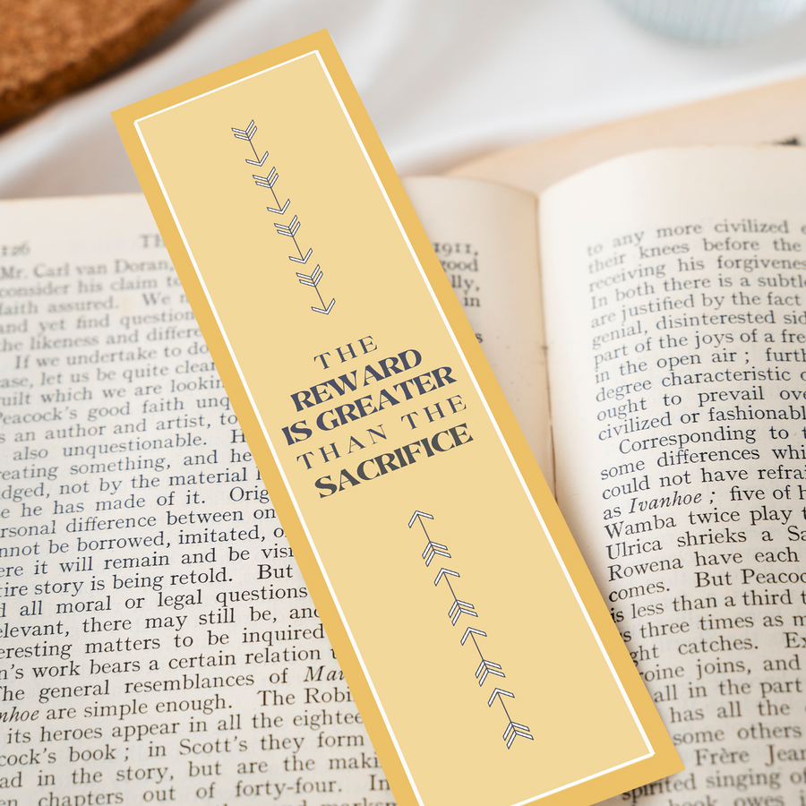 Inspirational Encouraging 8'X2' Bookmark | The Reward is Greater Than the Sacrifice