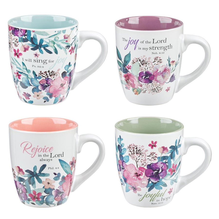 Rejoice Collection Four Piece Ceramic Coffee Mug Set