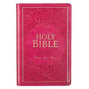 Personalized KJV Pink Faux Leather Deluxe Gift Bible Thumb Indexed King James Version