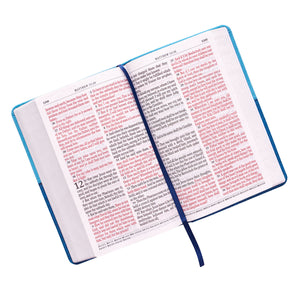 Personalized KJV Giant Print Bible Two-Tone Blue Faux Leather w/Ribbon Marker King James Version