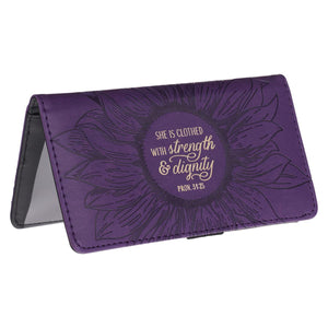 Strength and Dignity Proverbs 31:25 Purple Faux Leather Checkbook Cover