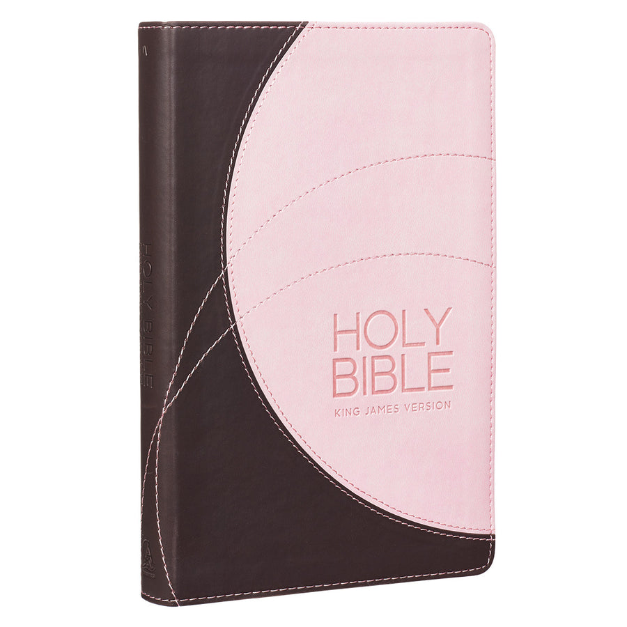 Personalized Bible KJV Gift Edition Standard Size LuxLeather 2-Tone Pink/Brown King James Version