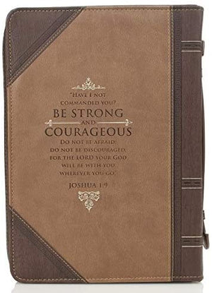 Joshua 1:9 Faux Leather Brown Personalized Bible Cover for Men