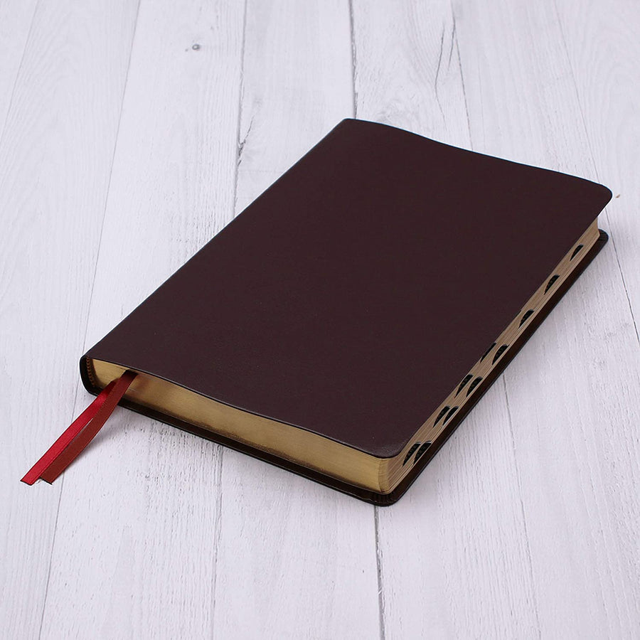 Personalized NIV Thinline Bible Large Print Bonded Leather Thumb Indexed Burgundy Comfort Print