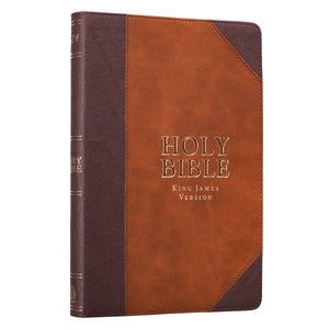 Personalized Custom Text Your Name KJV Brown Portfolio Design Bible Large Print Thinline LuxLeather King James Version