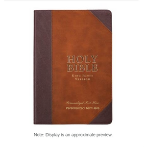 Personalized Custom Text Your Name KJV Brown Portfolio Design Bible Large Print Thinline LuxLeather King James Version