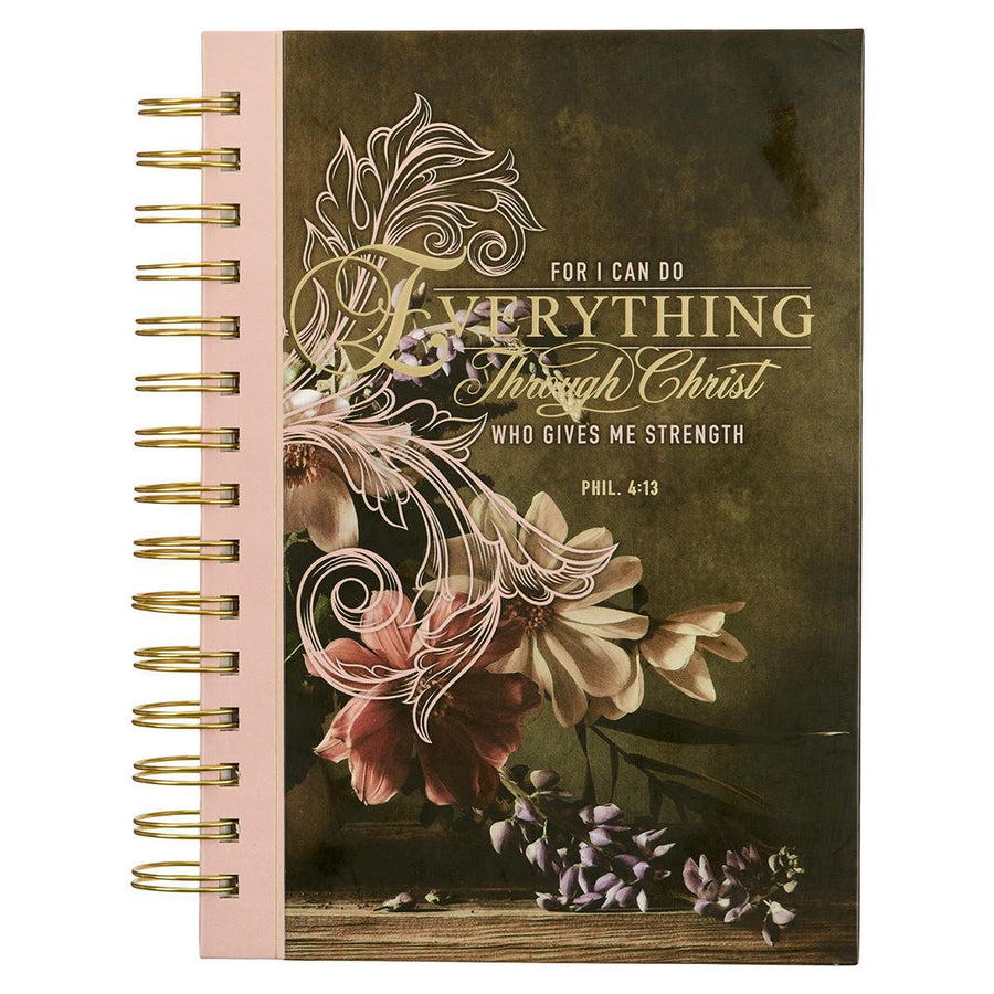 Through Christ Pink & Brown Philippians 4:13 Wire-bound Journal