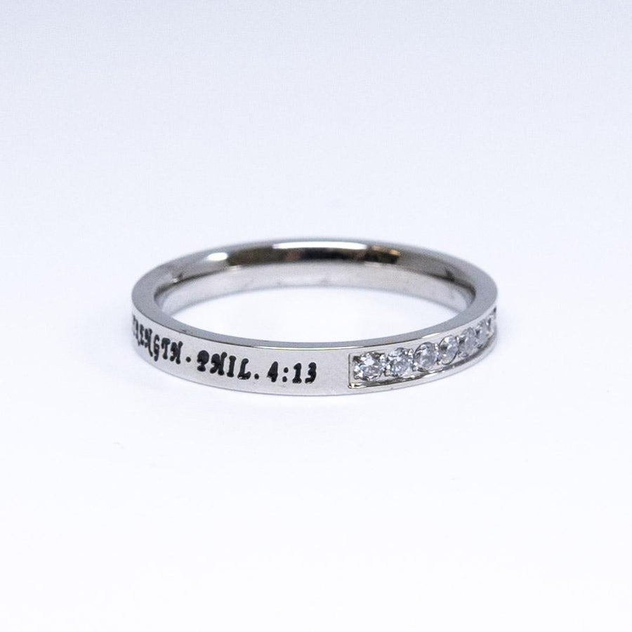 Christ My Strength Philippians 4:13 - Woman's Princess Cut Ring