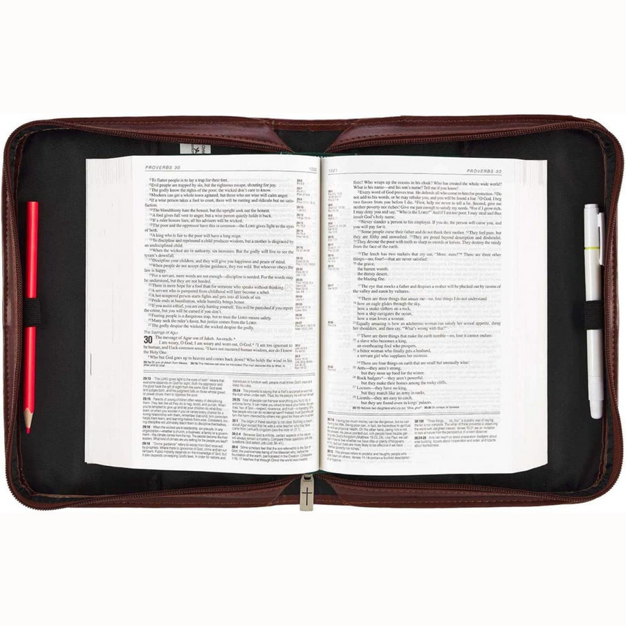 Psalm 16:11 Faux Leather Brown Personalized Bible Cover for Men