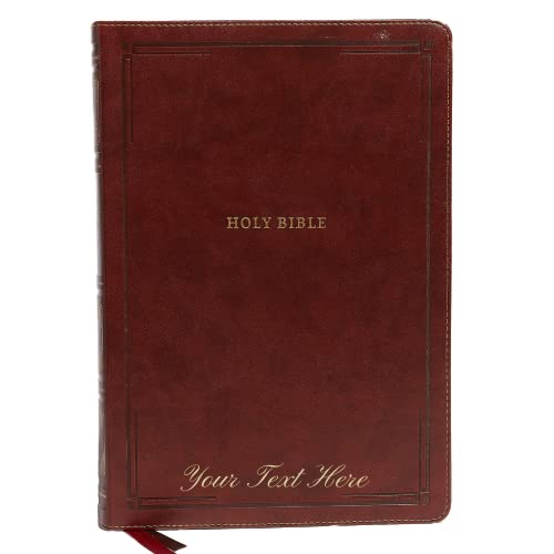 Personalized NKJV Reference Bible Super Giant Print Leathersoft Brown Thumb Indexed