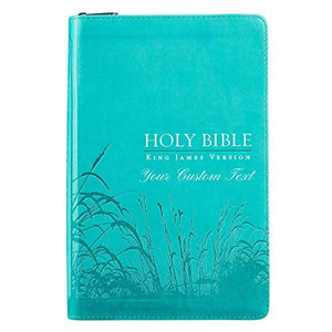 Personalized KJV Zippered Deluxe Gift Bible Thumb Index Faux Leather Turquoise