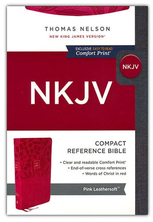 Personalized NKJV COMPACT End-of-Verse Reference Bible Leathersoft Pink